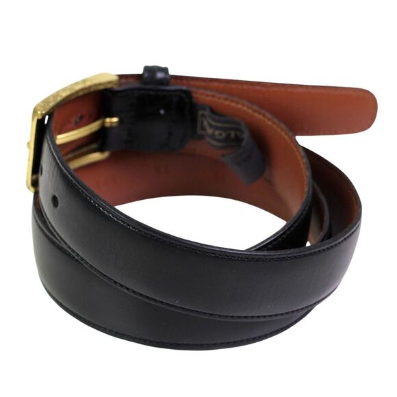 Trafalgar BLACK GENUINE LEATHER 1 1/8"Wd STITCH CASUAL DRESS BELT Sz 38/95 (F40 - Picture 4 of 15